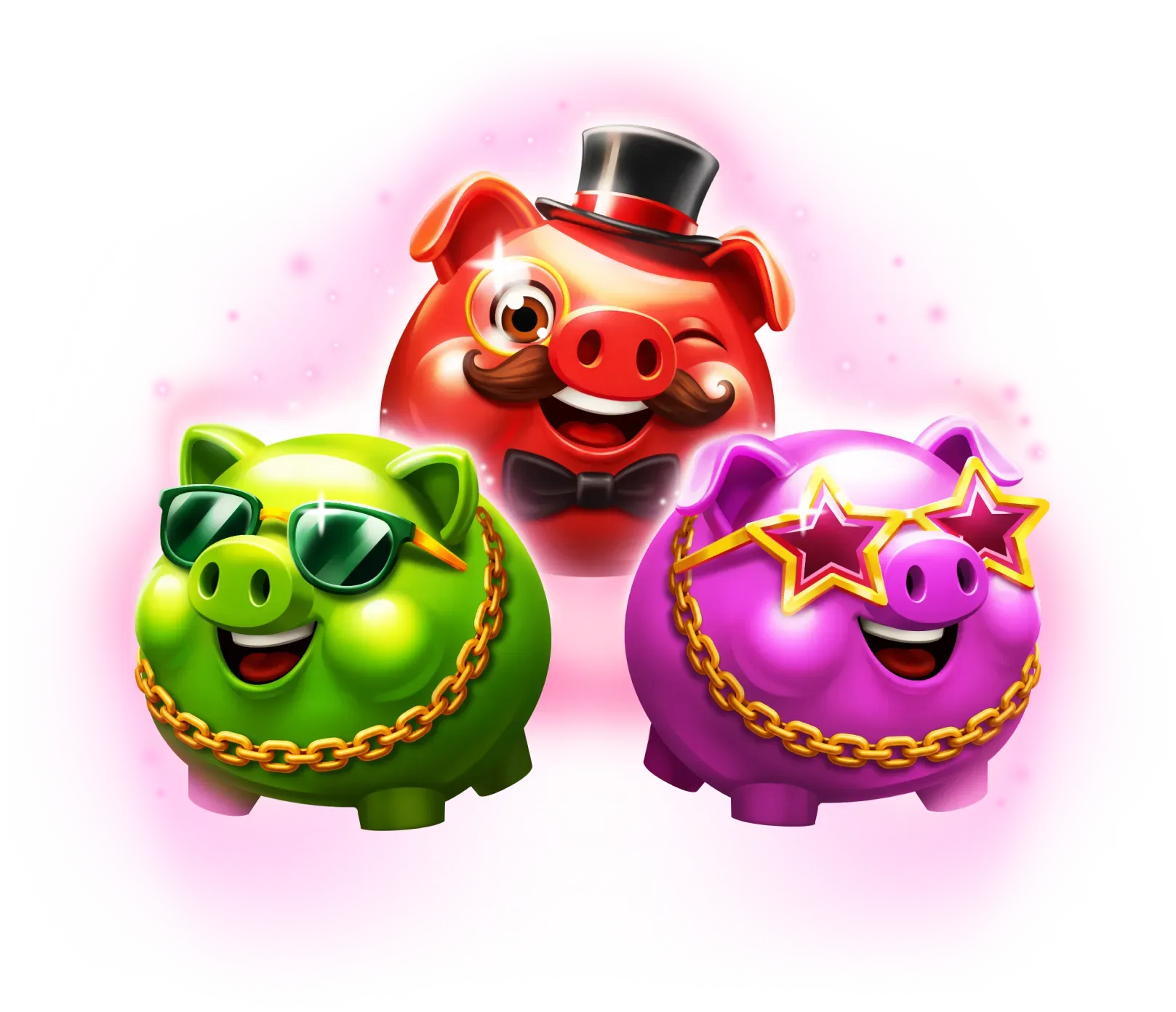 3 Luxury Piggies - banner character desktop
